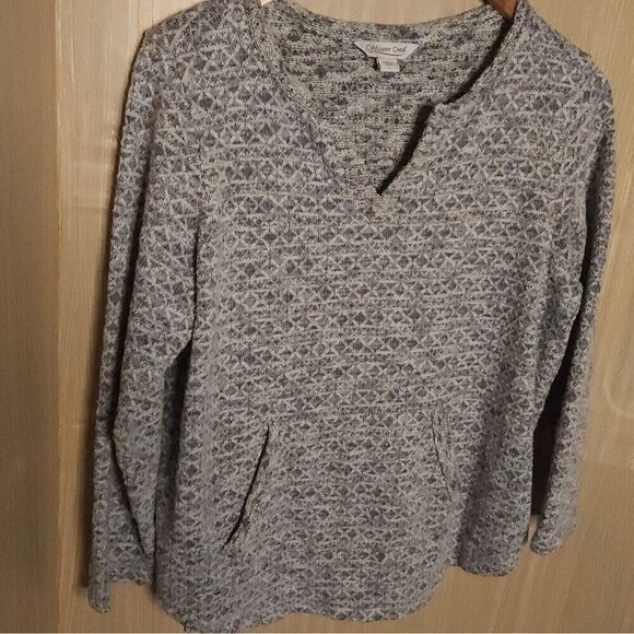 Coldwater Creek Blue White Textured Relaxed Fit Summer Sweater Large - Picture 3 of 7